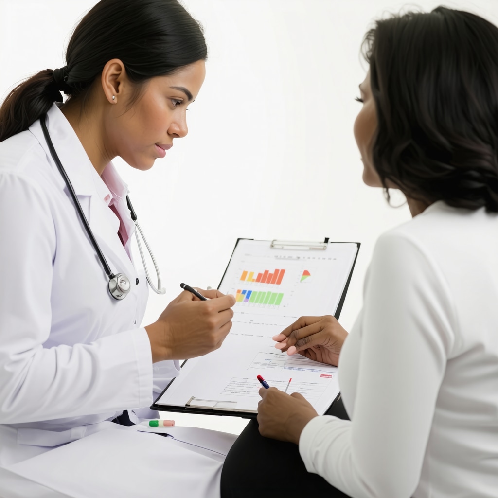 Doctor explaining weight management plan involving Semaglutide and fasting techniques to a patient