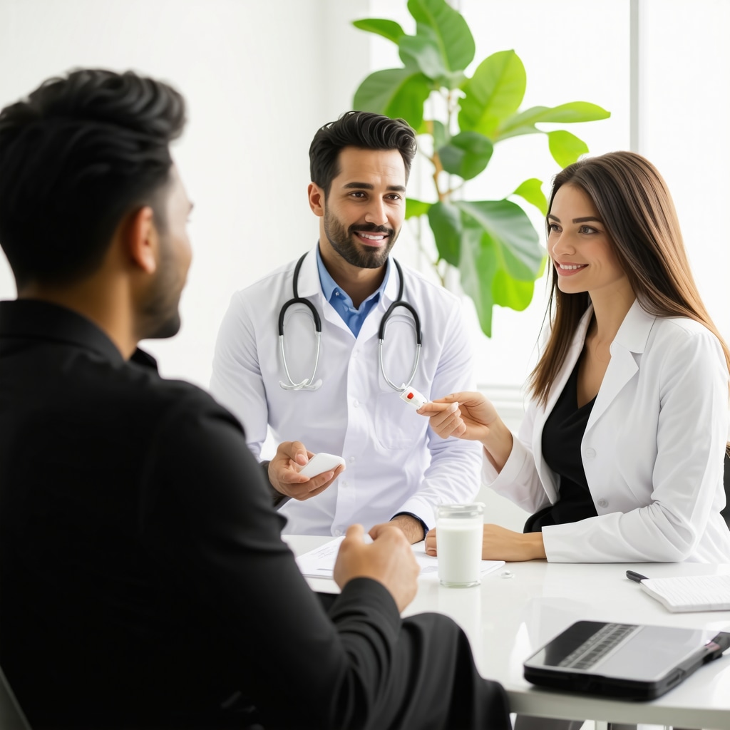 Doctor explaining weight loss strategies using semaglutide and fasting