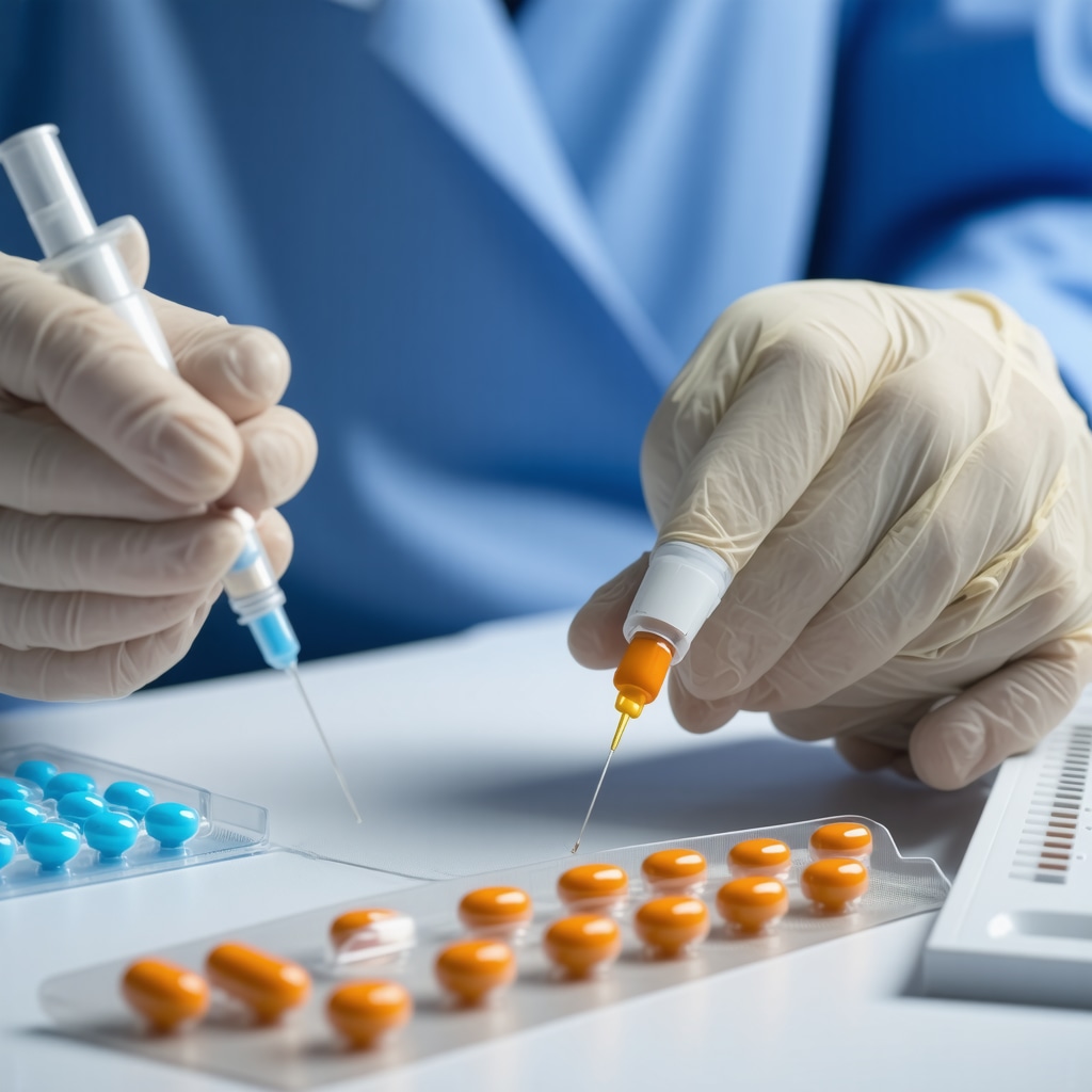Doctor adjusting Semaglutide dosage with monitoring tools in a modern clinic