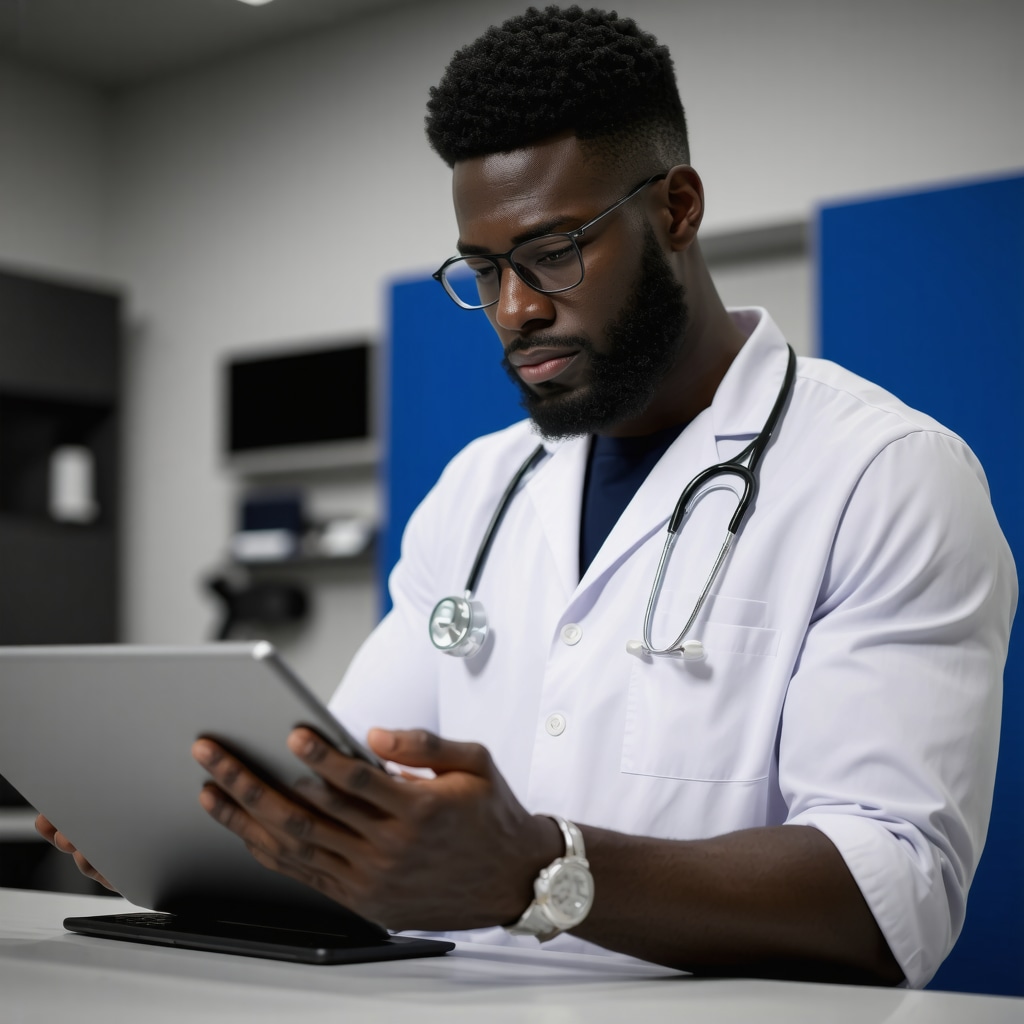 Medical professional reviewing data on weight management