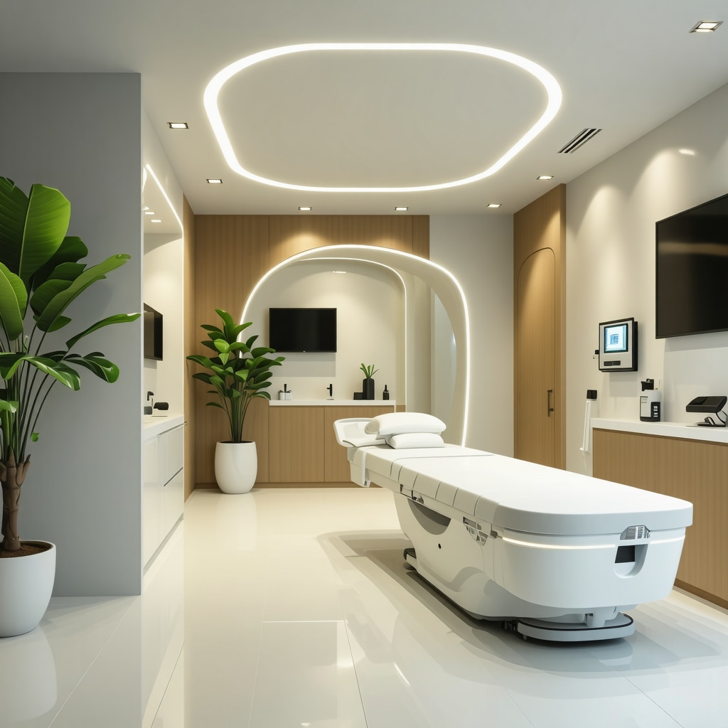 Modern medical clinic with advanced weight management devices and healthcare professionals