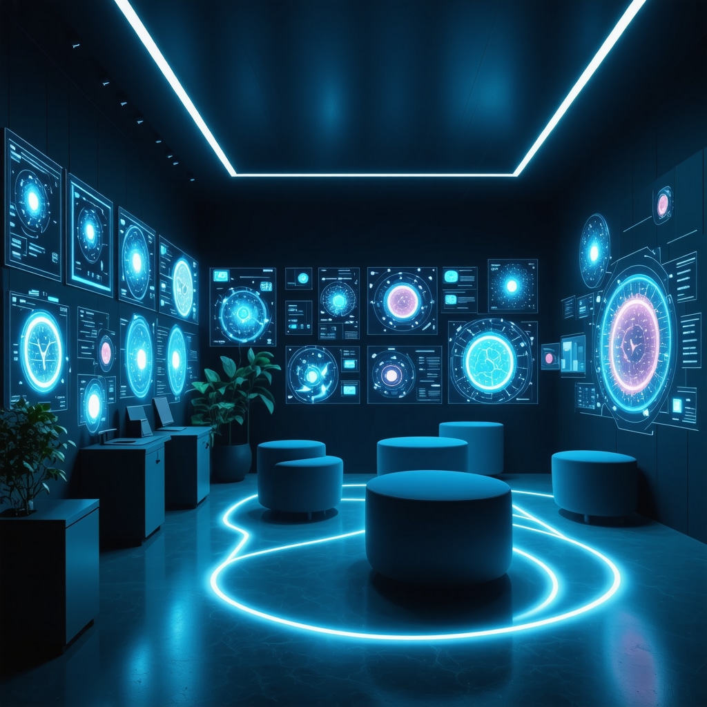 High-tech medical clinic with digital health devices, genetic analysis, and microbiome testing for obesity management