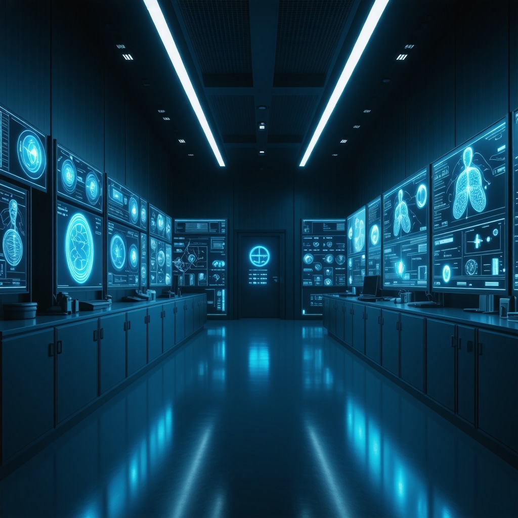 High-tech medical environment showcasing digital health and genetic analysis for obesity management