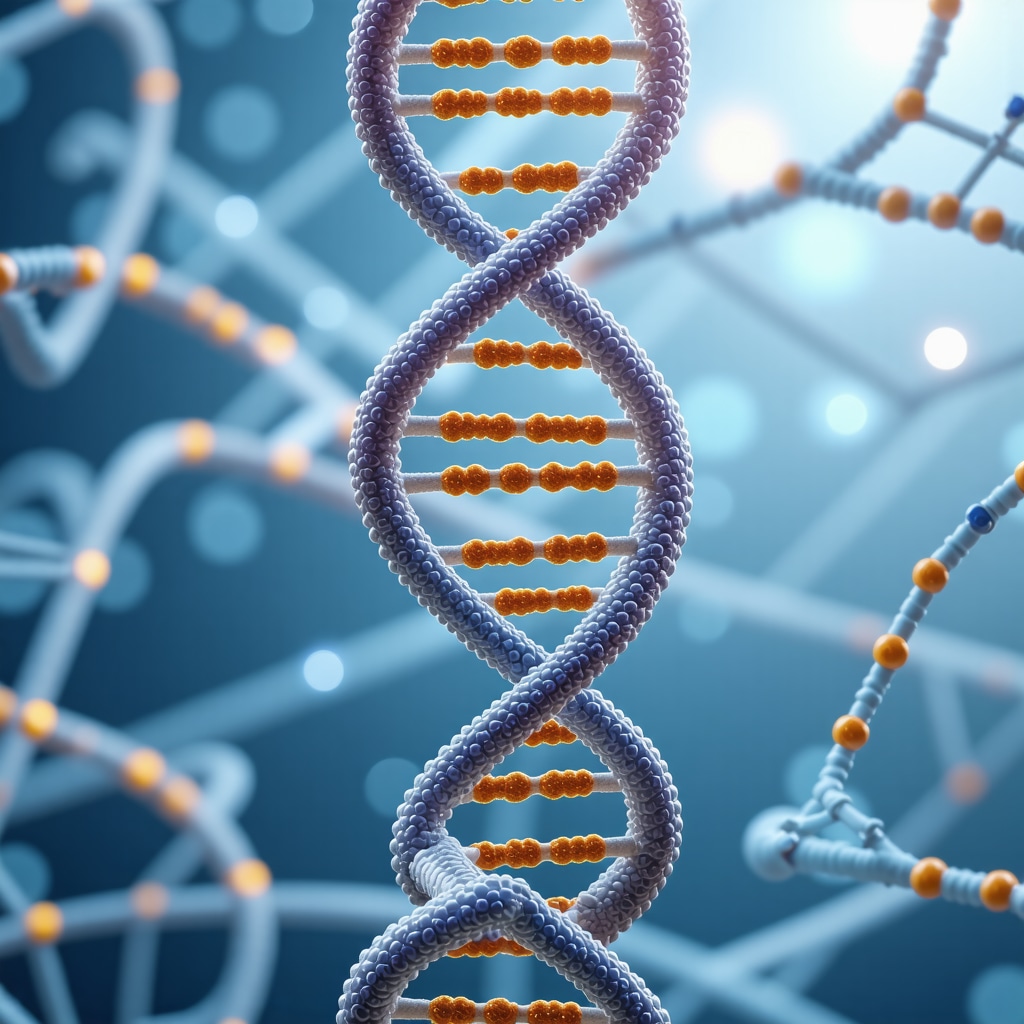 DNA strands and genetic testing for personalized obesity treatment.