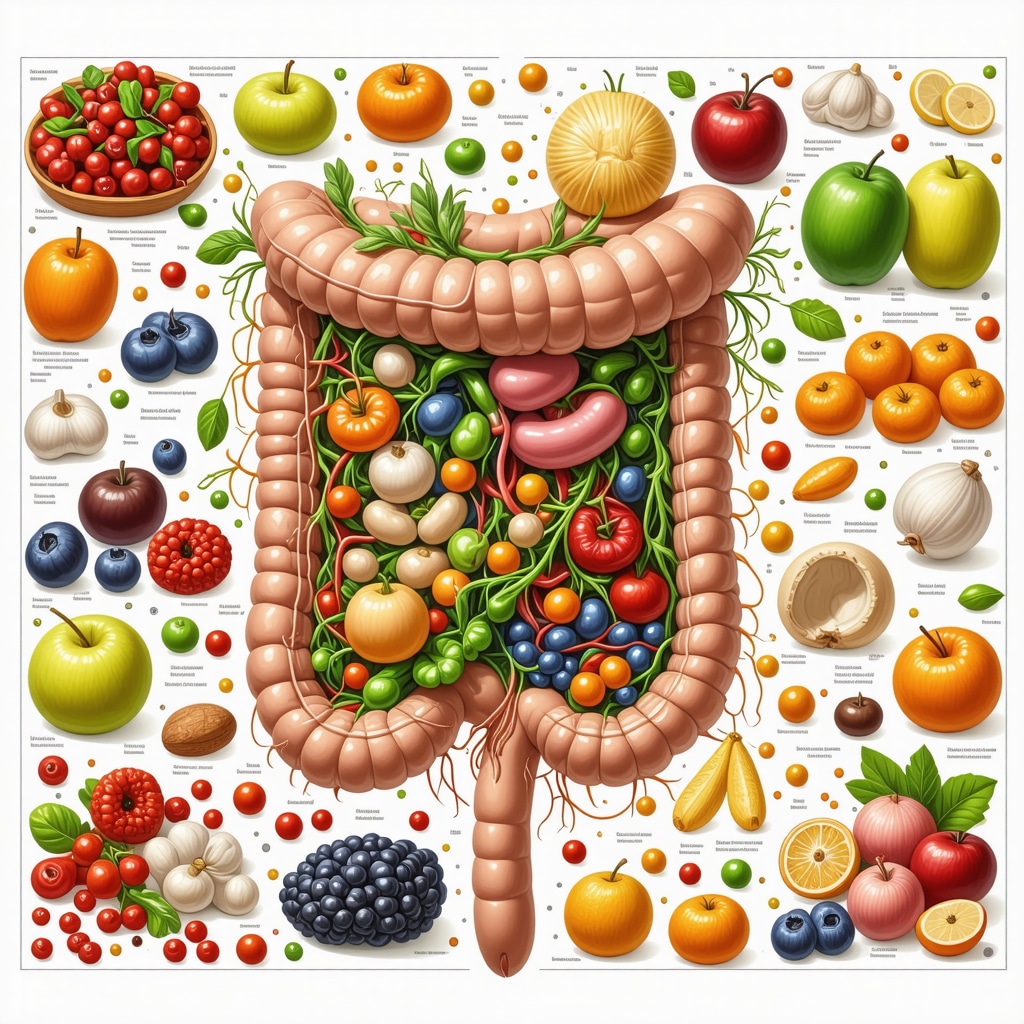 Illustration of gut microbiota diversity affected by diet, highlighting metabolic health