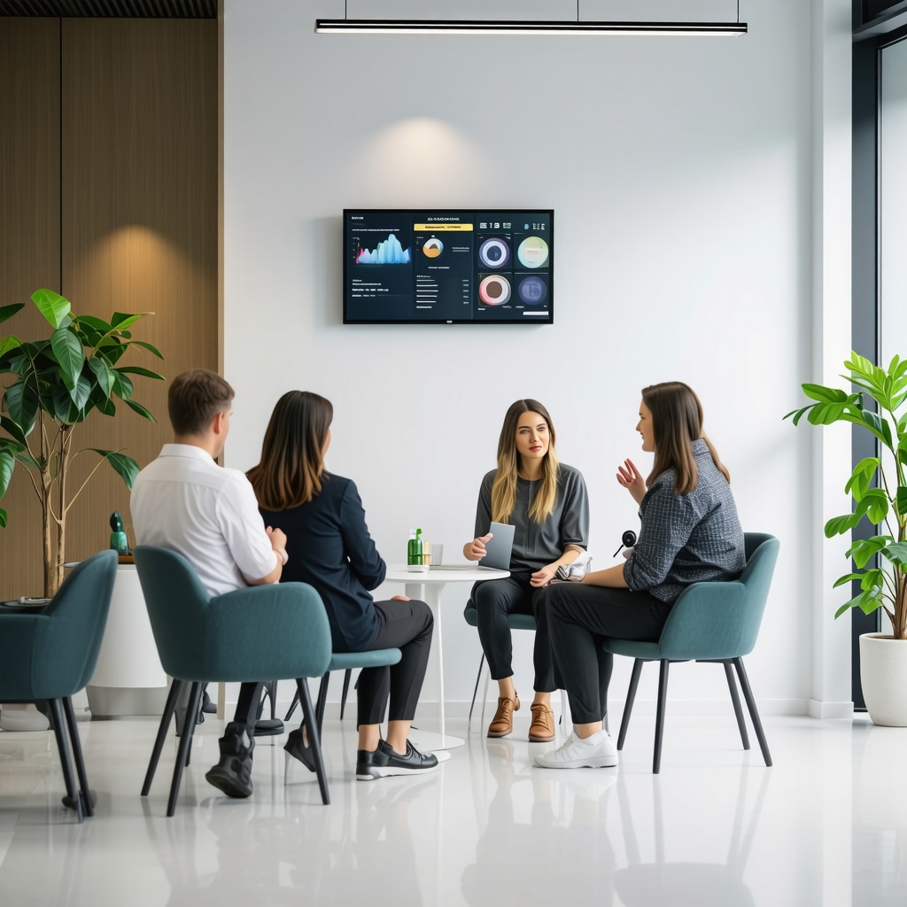 A modern healthcare clinic with specialists discussing personalized Semaglutide weight loss plans, high-tech diagnostics, and advanced medical equipment.