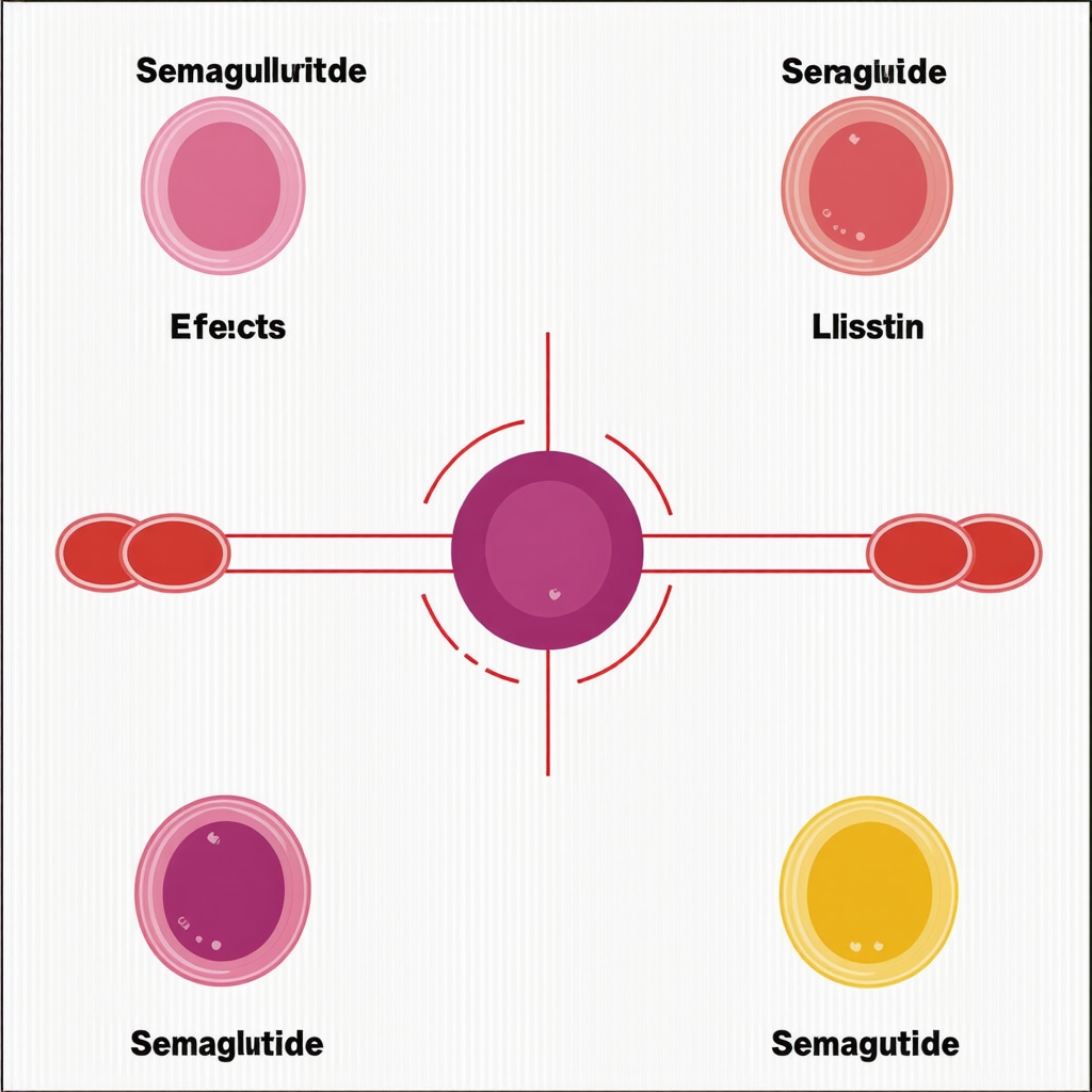 Illustration showing hormonal pathways involved in fat loss during semaglutide use and fasting