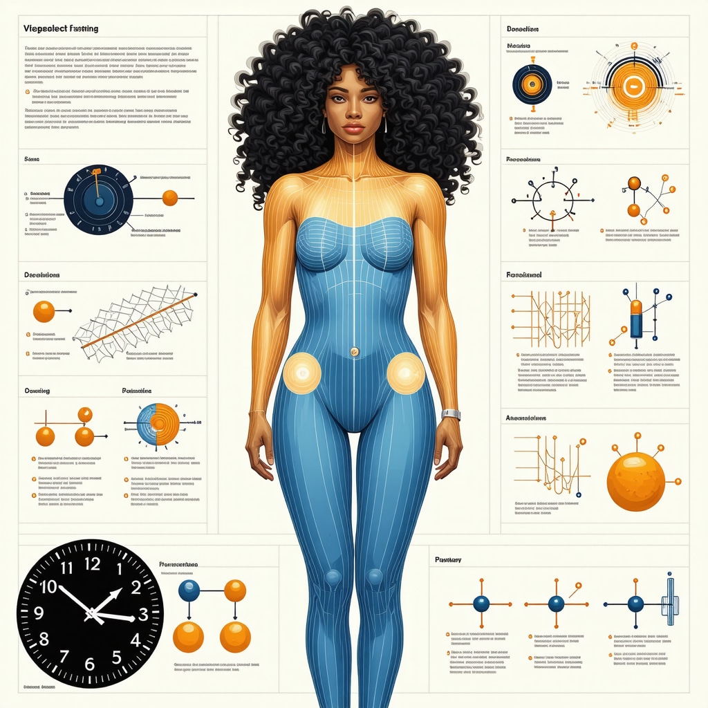 Diagram showing the interaction of circadian biology, genomics, and semaglutide dosing in intermittent fasting protocols