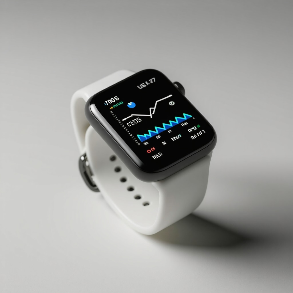 Wearable health device showing glucose and activity data for personalized treatment