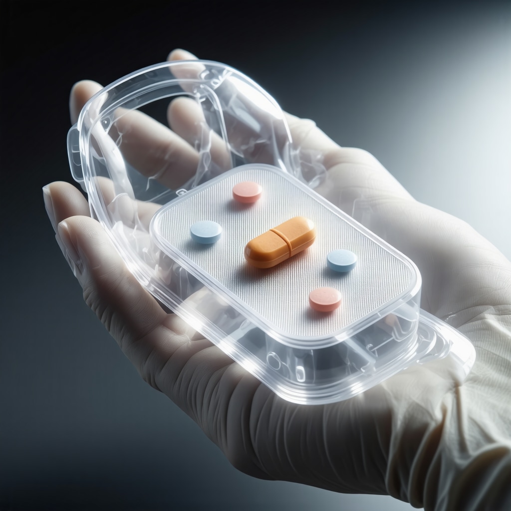 Close-up of a skin patch with micro-needles delivering medication