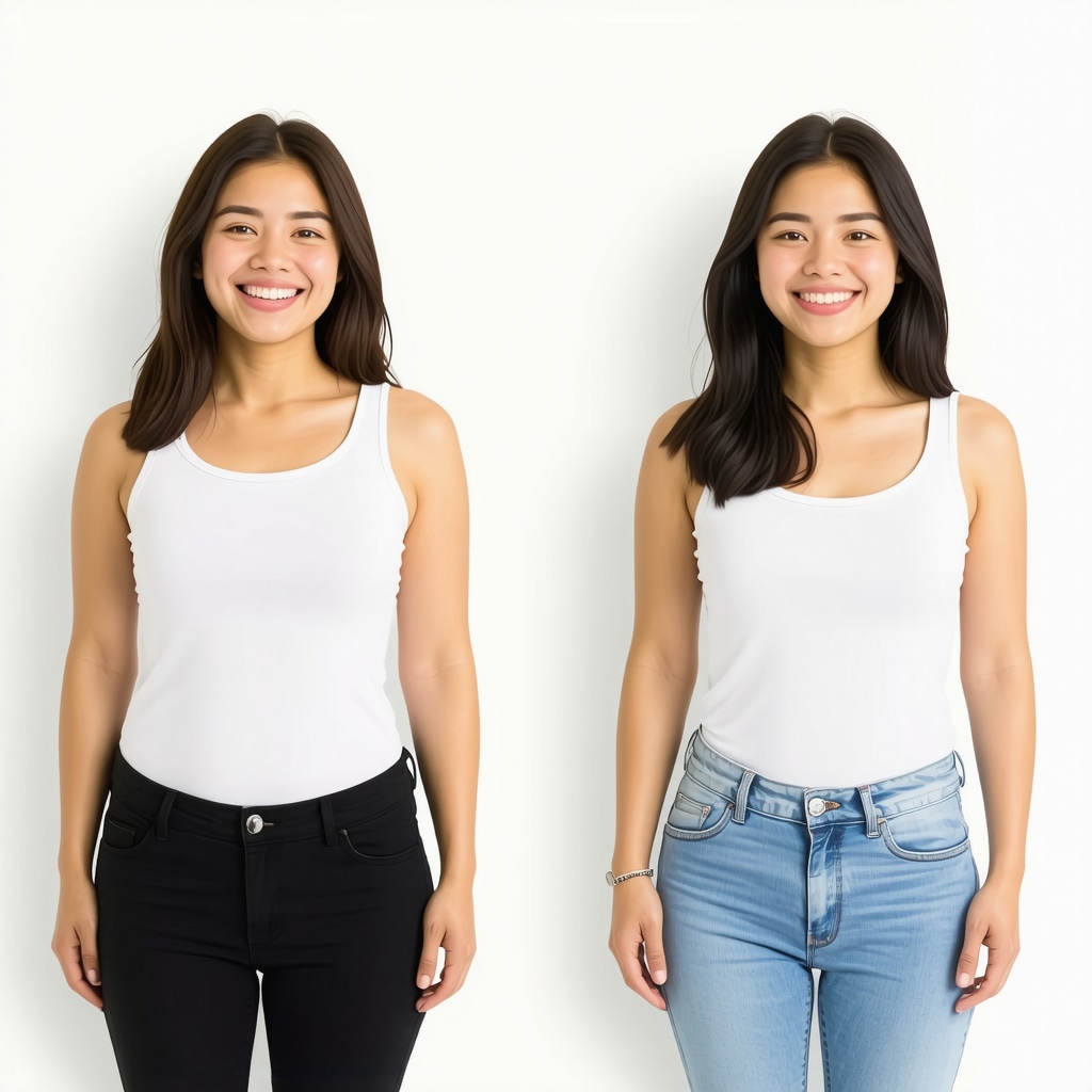 Person with dramatic weight loss before and after results, celebrating success