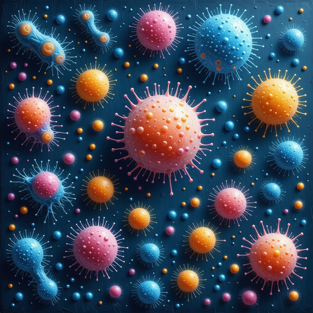 Illustration of microbiome diversity affecting weight loss with Semaglutide, showing gut bacteria and medical diagnostics