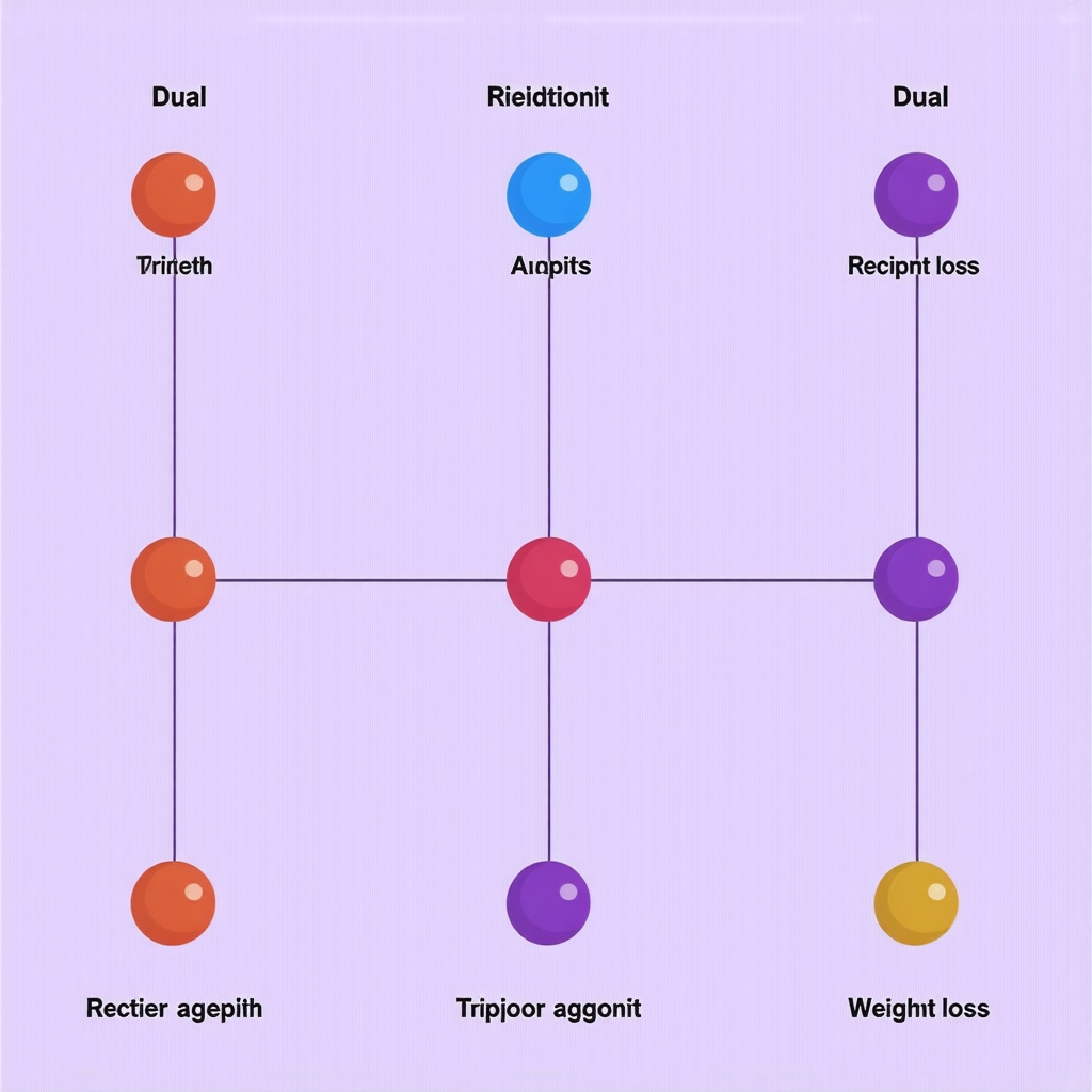 Schematic showing combined receptor targets for advanced weight loss drugs