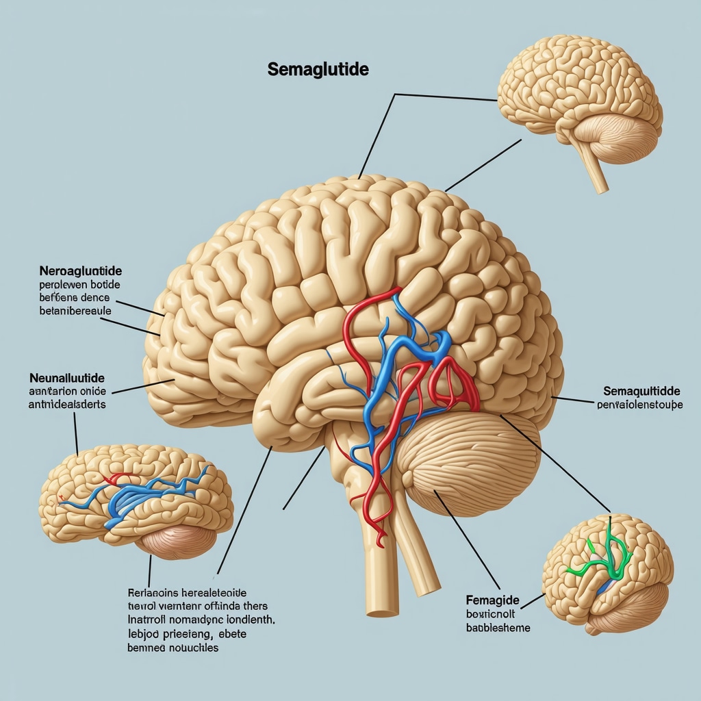 Diagram illustrating neural circuits involved in hunger and satiety, highlighting neuroplasticity effects of pharmacotherapy.