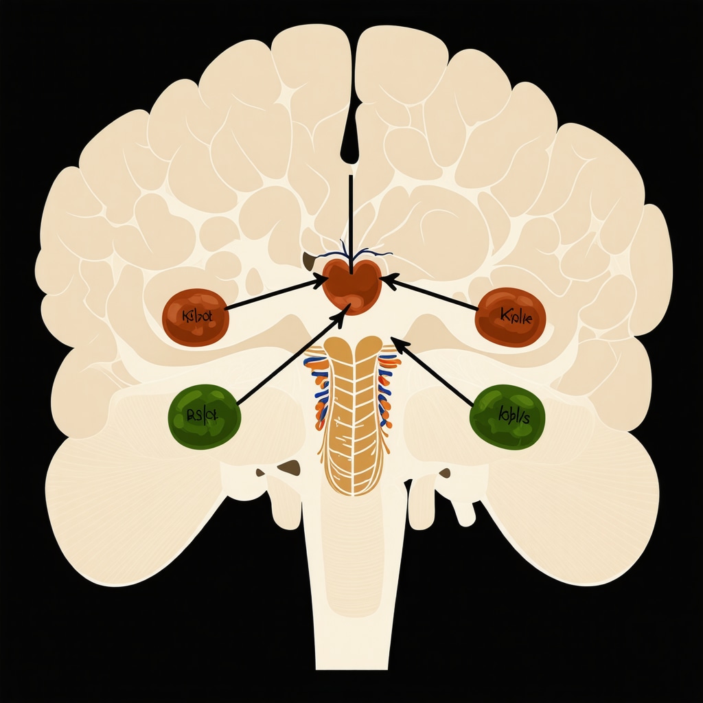 Scientific diagram showing how semaglutide influences appetite regulation through brain pathways.