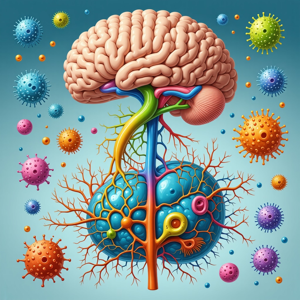 Illustration of neurotransmitter pathways and gut microbiome influencing weight management