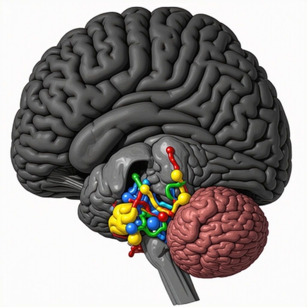 Brain scan illustrating neural pathway changes induced by semaglutide in reward and impulse control centers