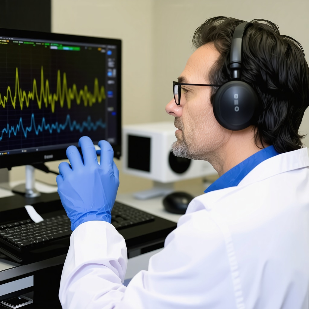 Neuroscientist using neurofeedback device during therapy session