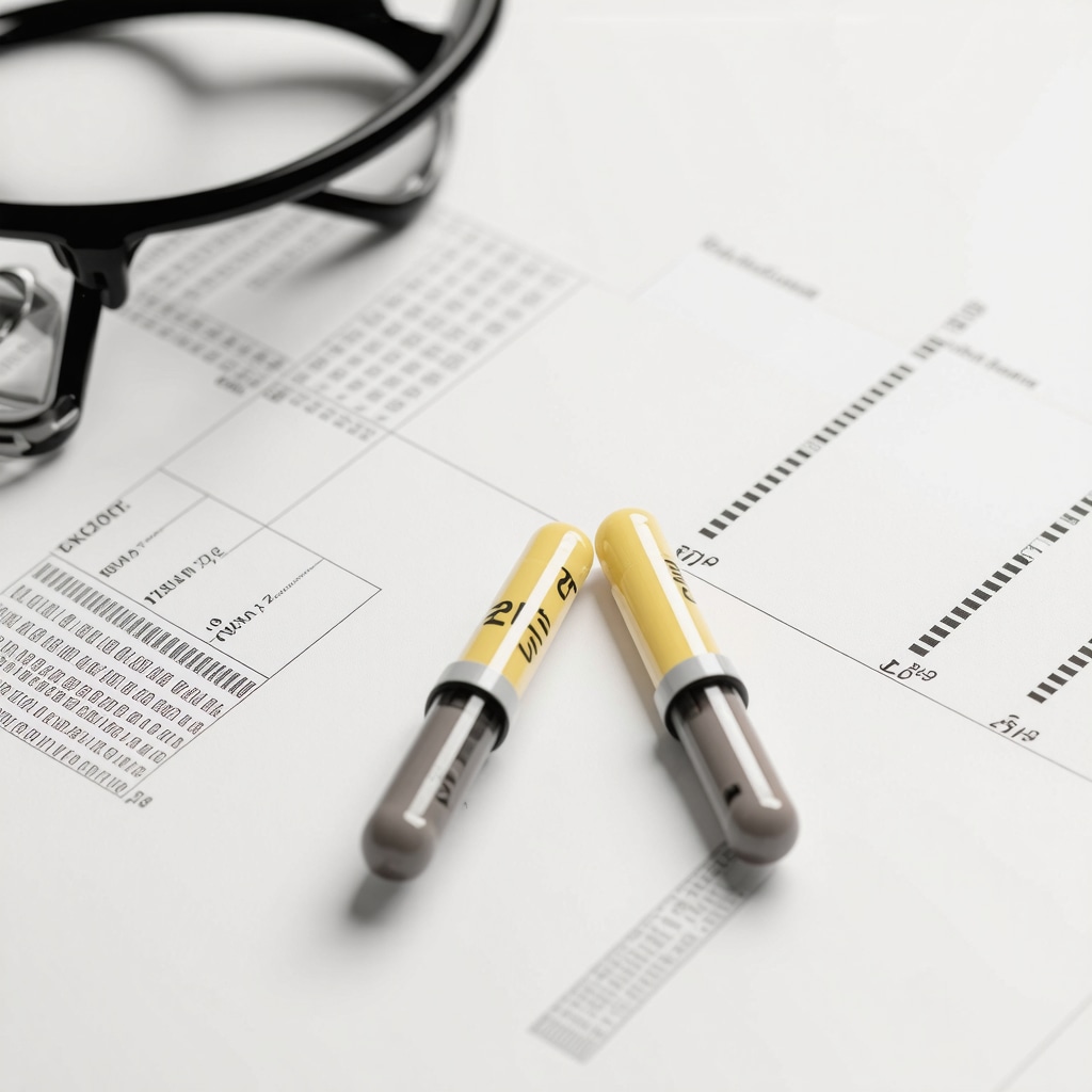 Doctor discussing personalized semaglutide injection timing and fasting strategies with a patient, clinical research charts in background