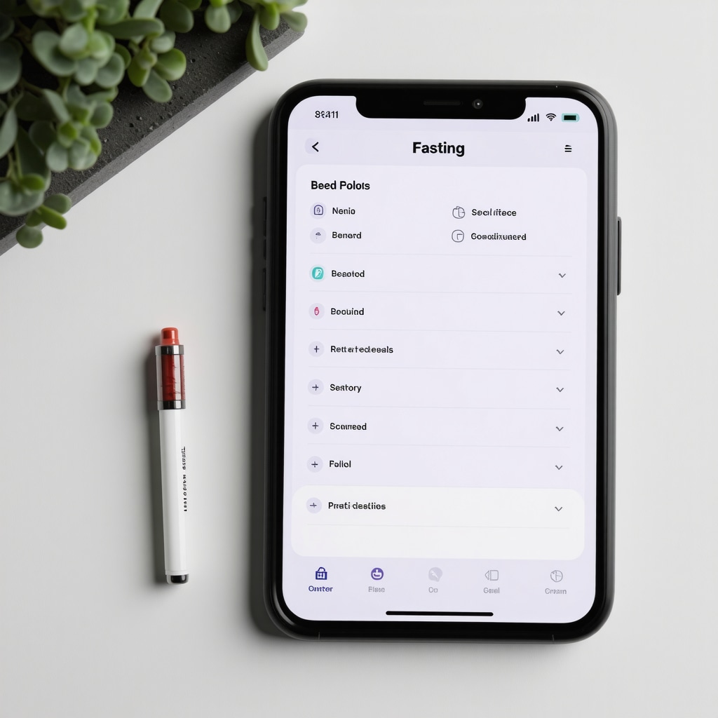 A high-tech digital dashboard displaying personalized fasting and medication data