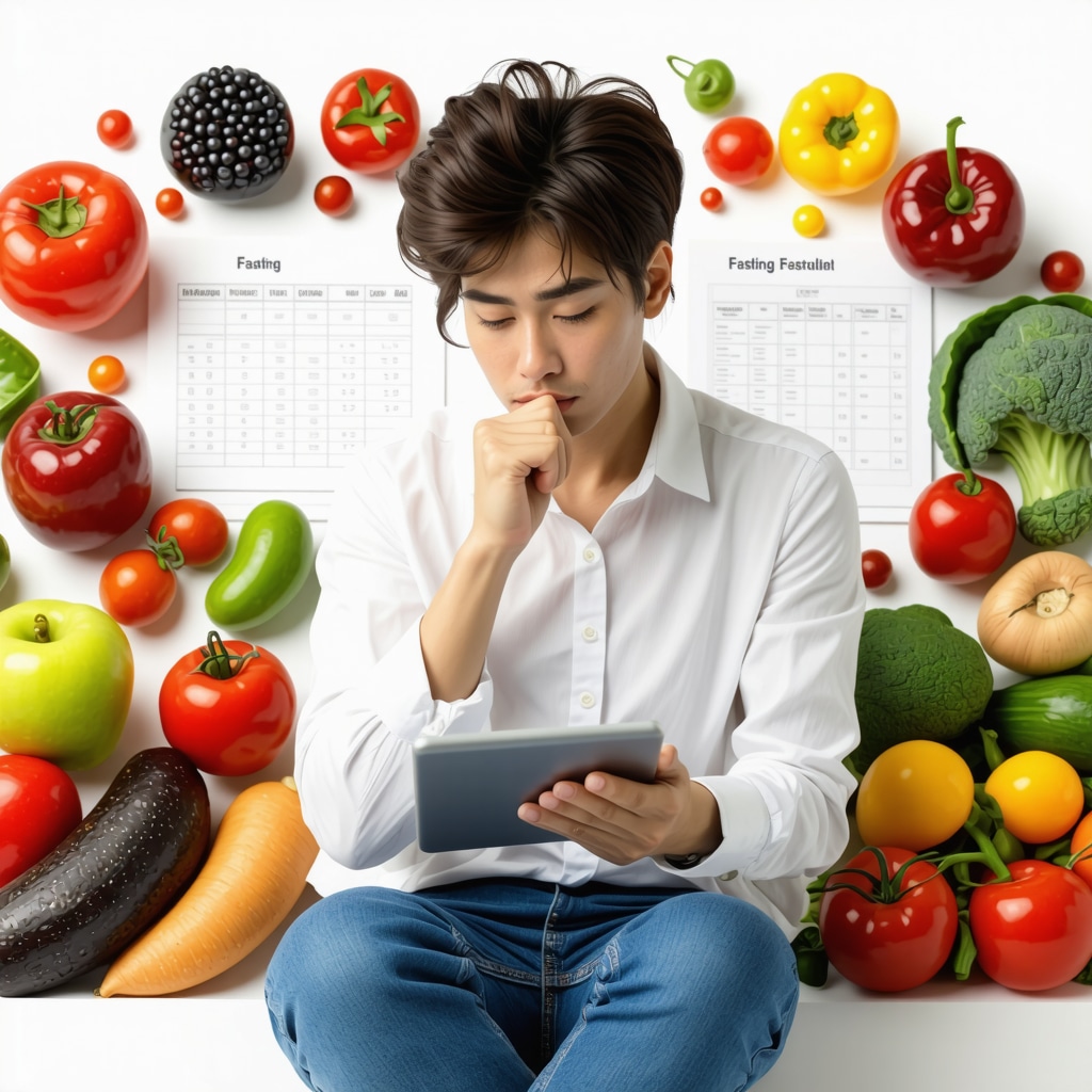 Individual reviewing metabolic health data with nutrition and fasting plans