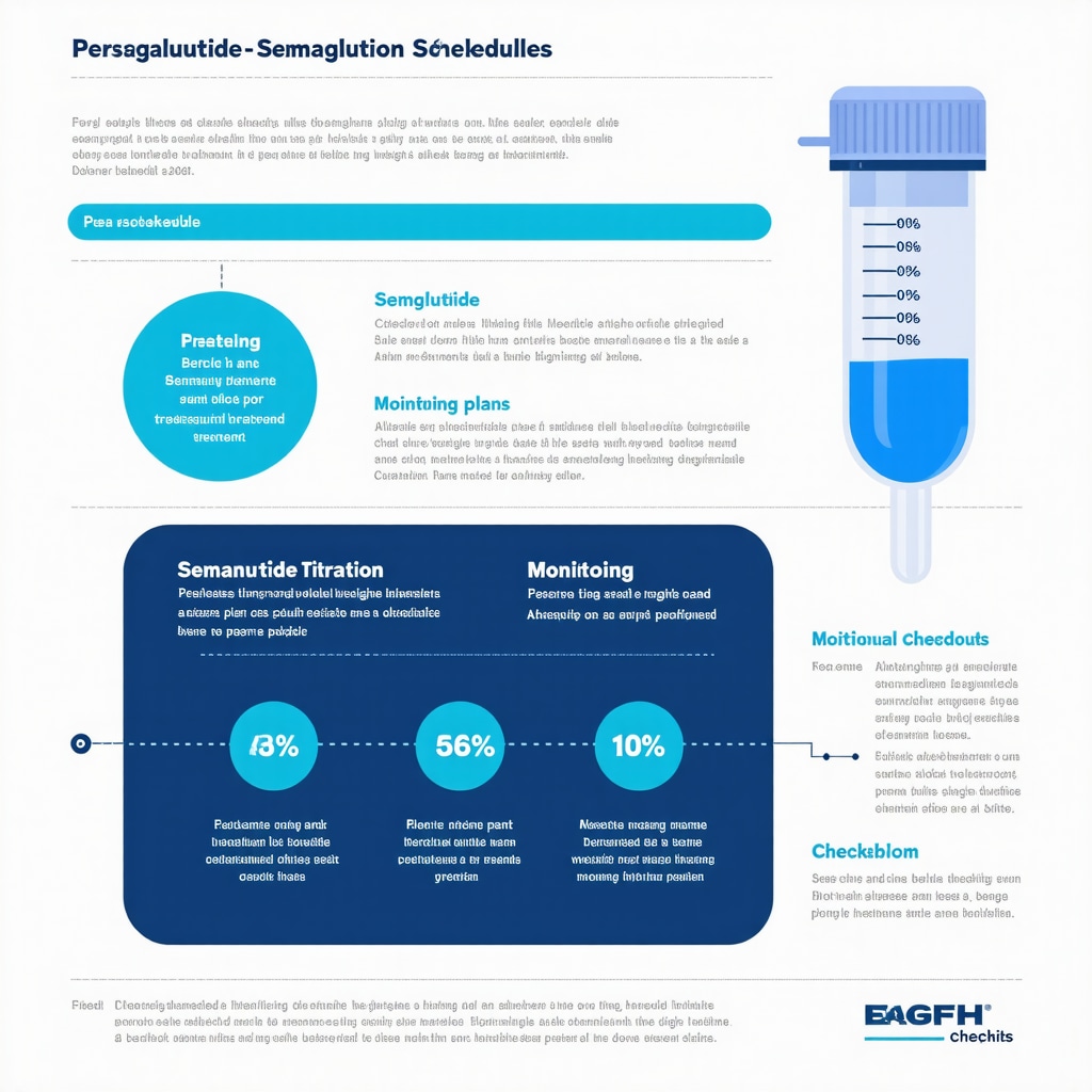 Infographic illustrating individualized Semaglutide titration schedules and monitoring points for optimized weight loss.