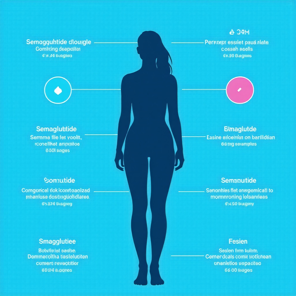 Infographic showing titration schedules and personalized treatment points for Semaglutide in weight management.