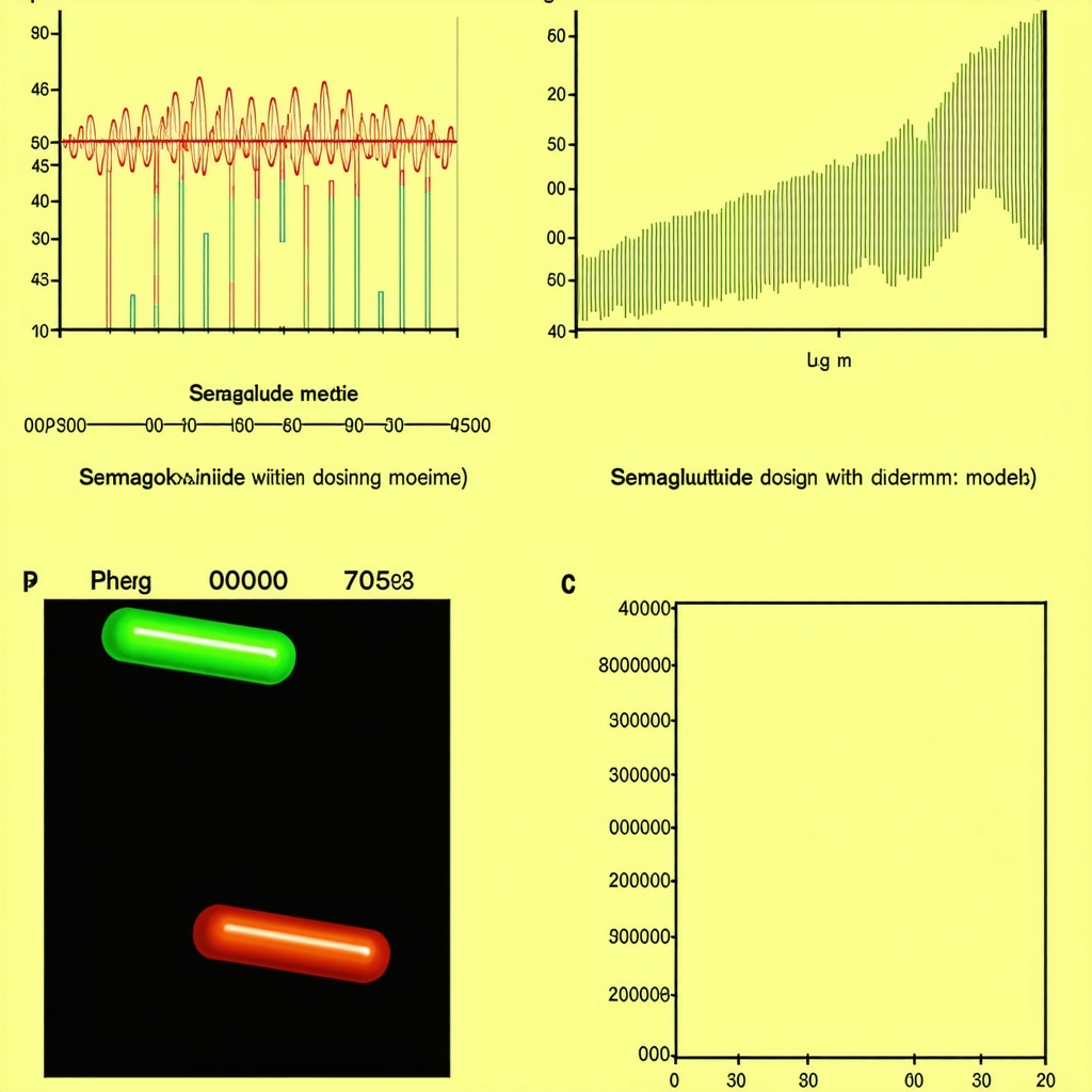 Diagram showing pharmacokinetic modeling and patient-specific factors influencing Semaglutide dosing