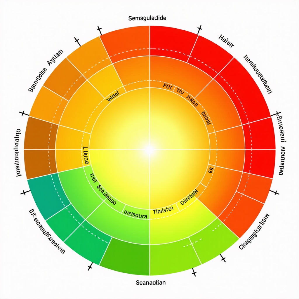 Diagram showing customized semaglutide injection timing aligned with circadian rhythms and ketogenic diet plan.