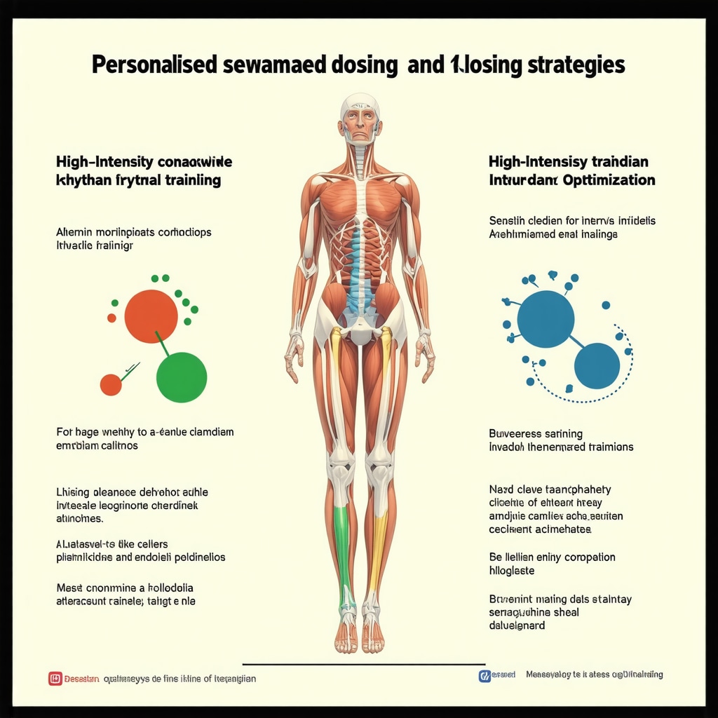 Infographic showing customized semaglutide dosage, HIIT workouts, and sleep cycle alignment for fat burning.