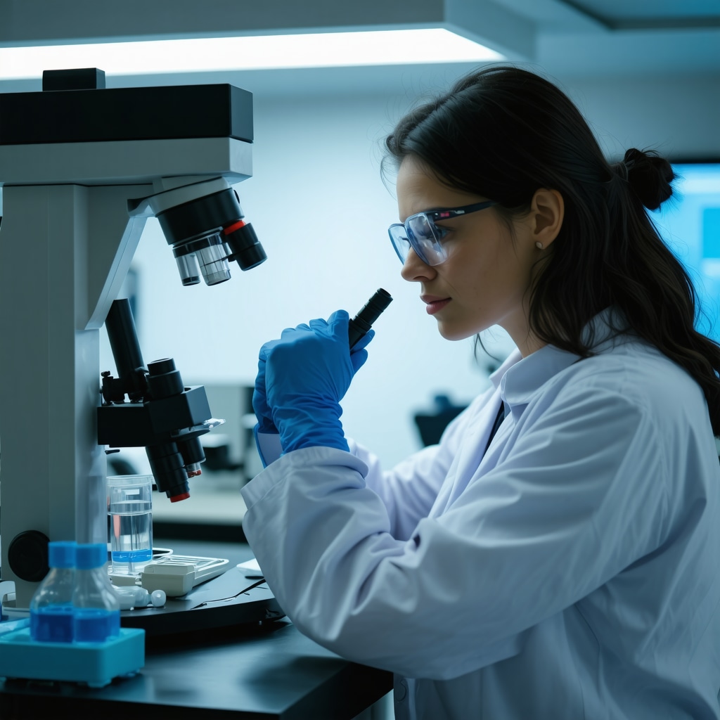 Genetic testing and microbiome analysis for tailored weight loss strategies with Semaglutide, futuristic lab environment