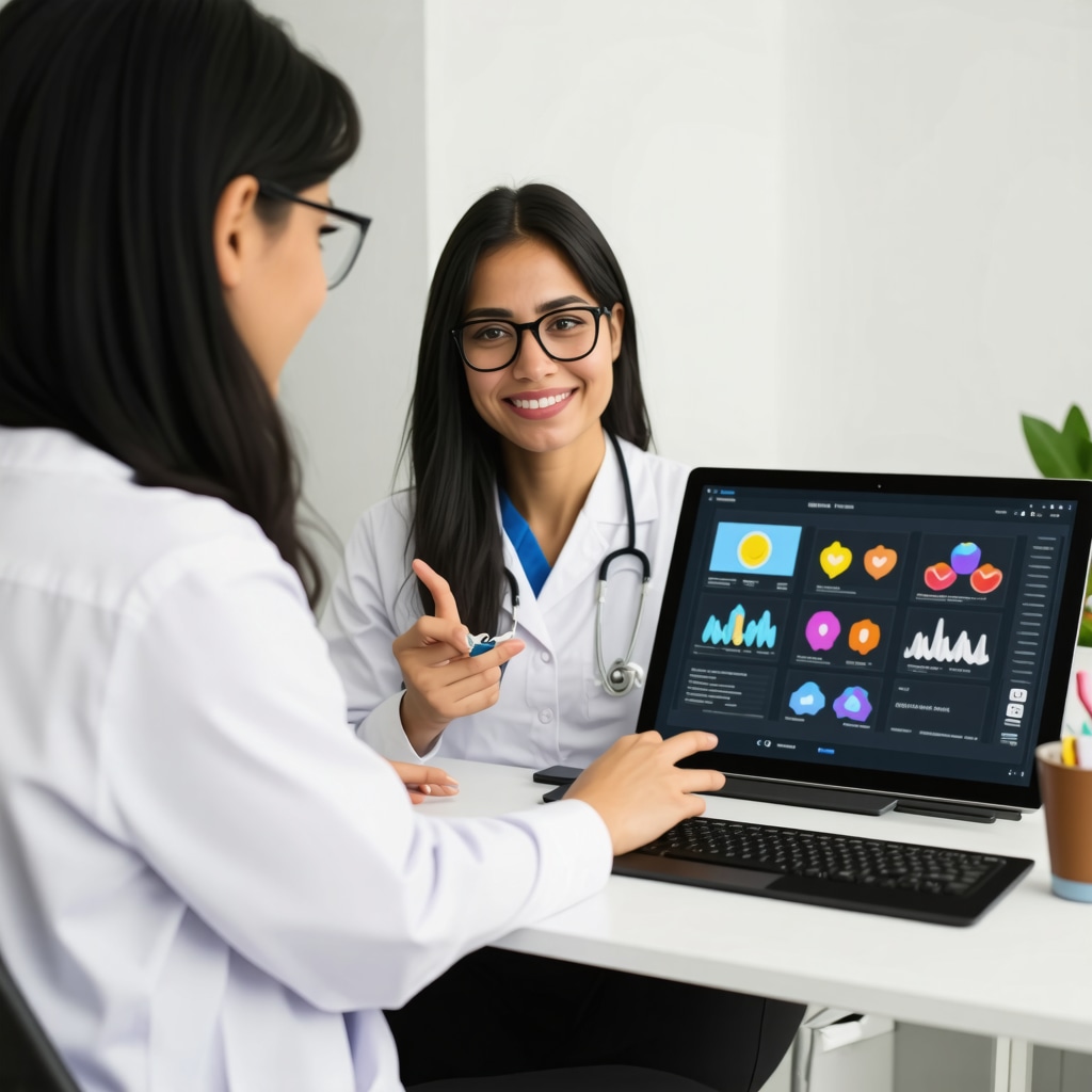 Doctor discussing customized weight loss plan with patient using digital health tools
