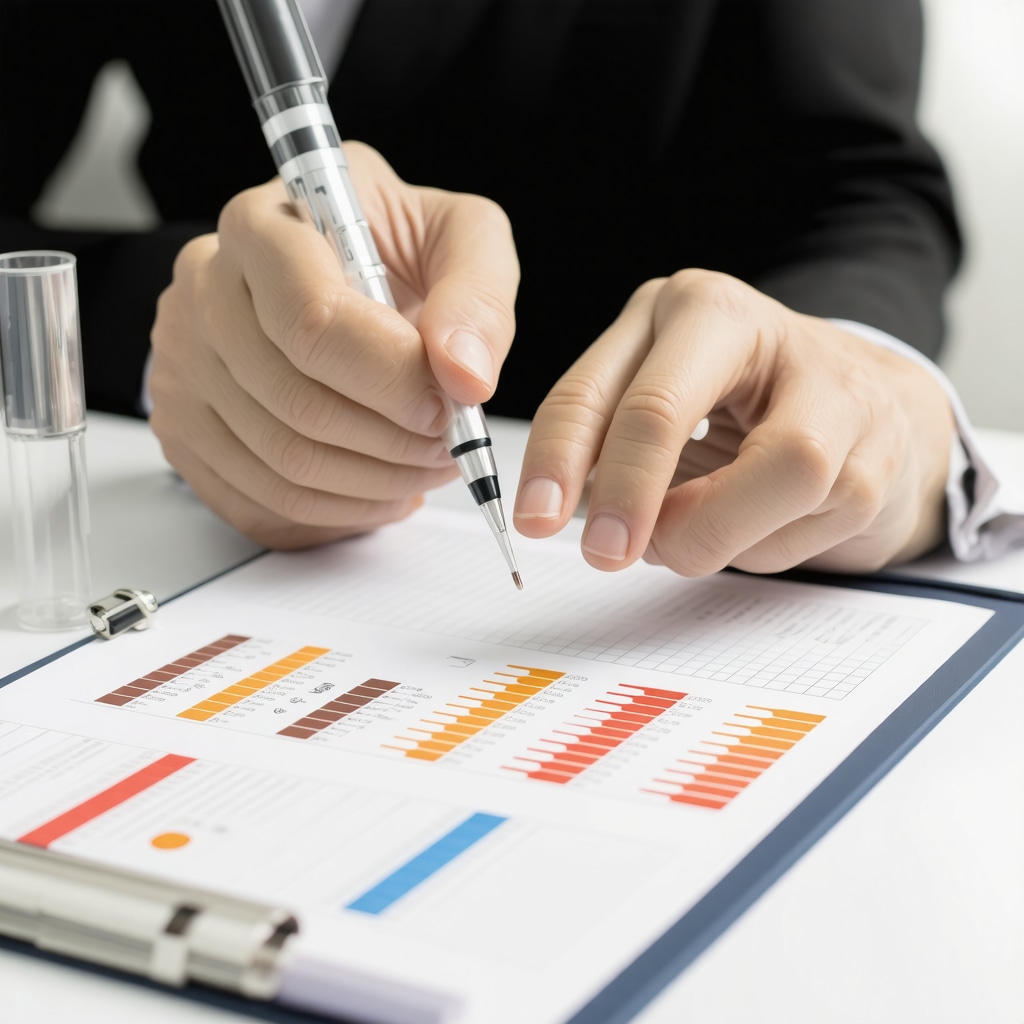 A healthcare professional reviewing genetic data alongside a patient discussing customized fasting and medication plan