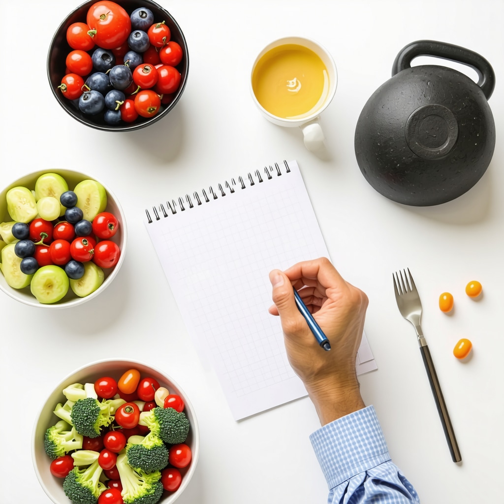Person planning healthy diet and exercise routine for weight loss with semaglutide