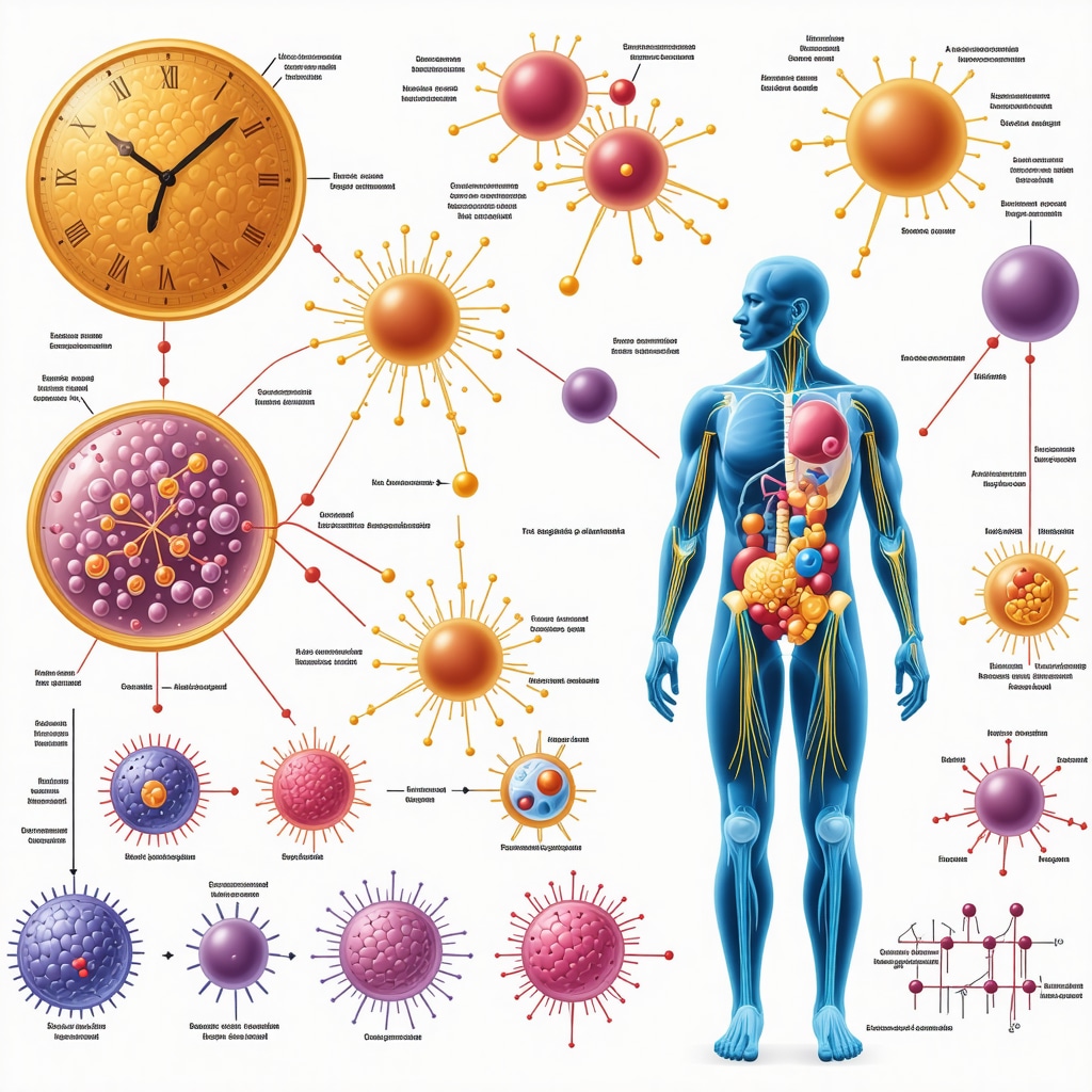 Medical illustration depicting semaglutide interaction with circadian biology and gut microbiota for optimized fat loss