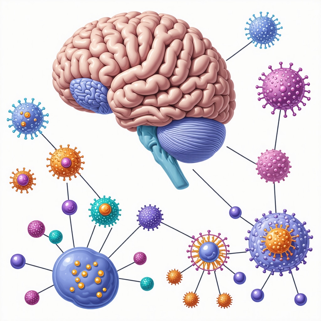 Detailed scientific illustration showing semaglutide interacting with brain and fat cells