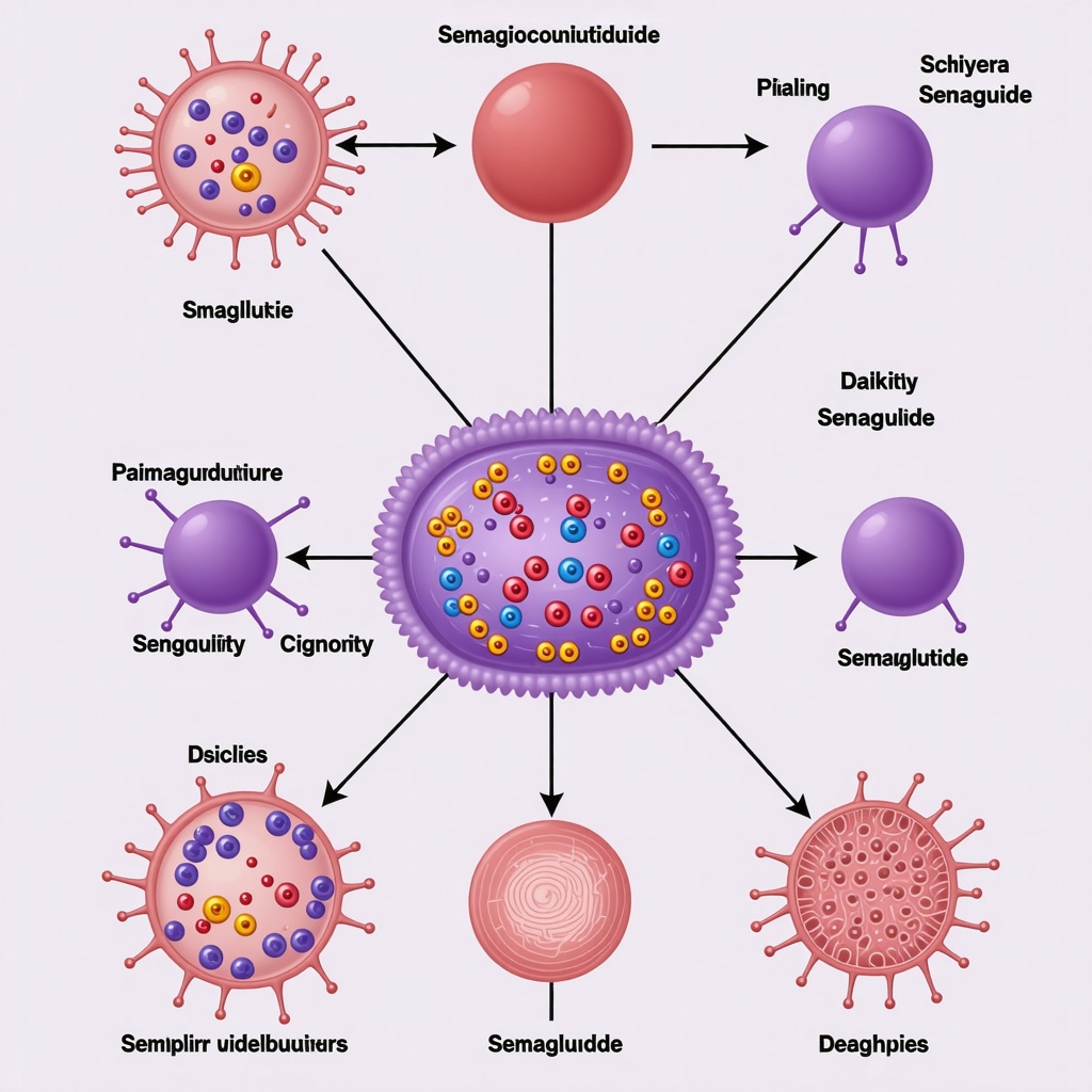 Diagram illustrating how semaglutide affects insulin sensitivity and thermogenesis