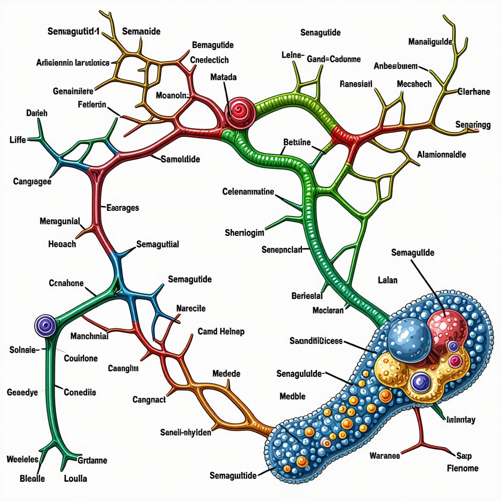 Medical illustration showing how Semaglutide influences GLP-1 pathways in weight loss