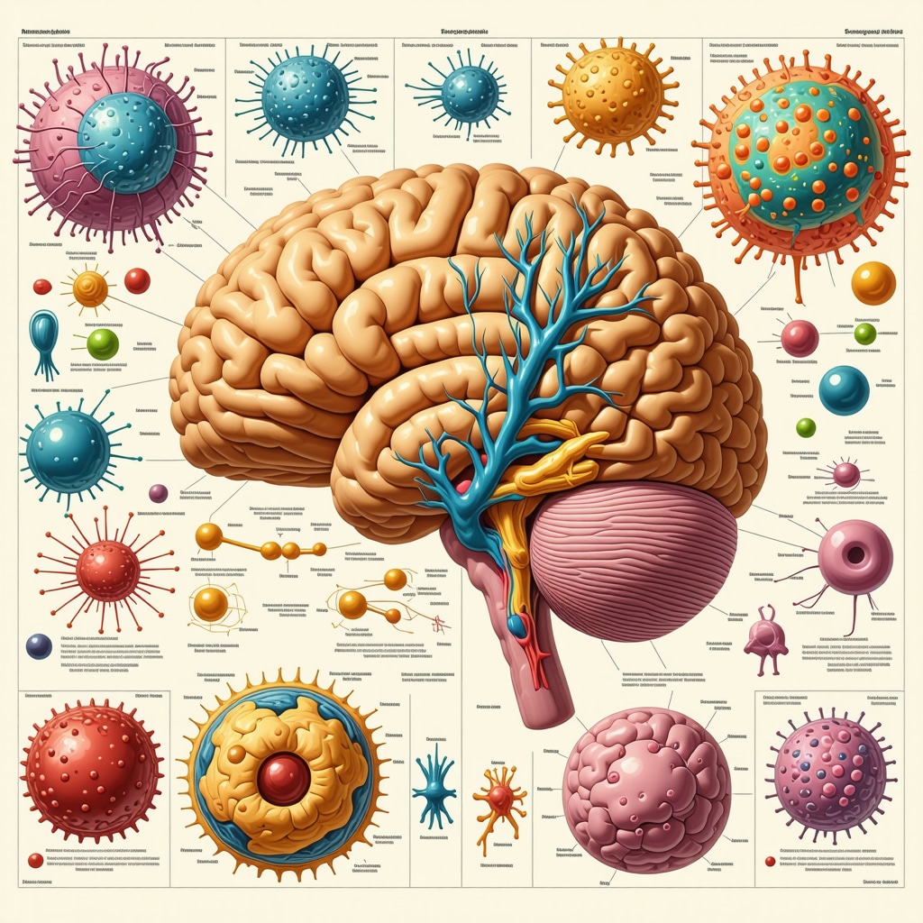 Medical illustration depicting semaglutide's effects on gut microbiota, neural pathways, and metabolic health