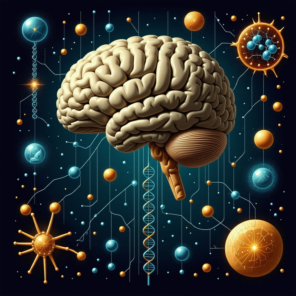 Illustration showing brain, metabolic pathways, DNA, and circadian rhythms highlighting semaglutide's advanced mechanisms
