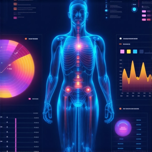 Futuristic digital health interface with graphs and personalized data for weight loss