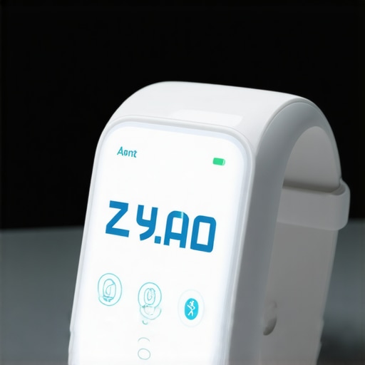 A futuristic wearable device with AI interface monitoring health metrics for weight loss