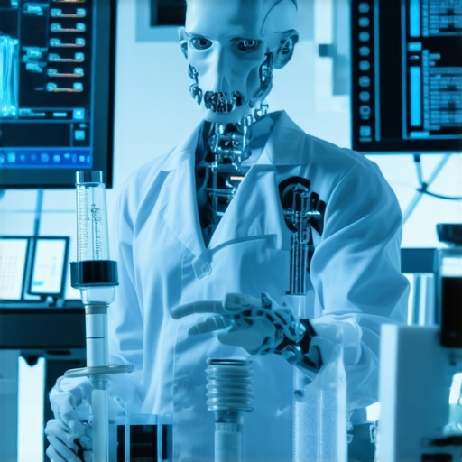 Futuristic lab with AI analyzing metabolic data for customized fasting and medication plans