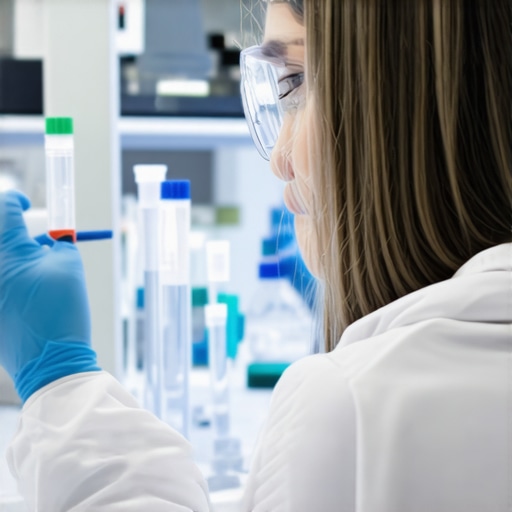 Scientist examining blood samples for metabolic health indicators in a modern lab