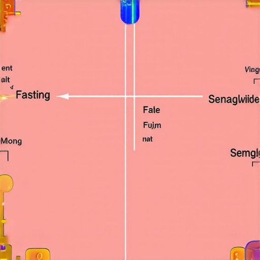 Illustration of biochemical pathways involved in fat metabolism enhanced by Semaglutide and fasting.