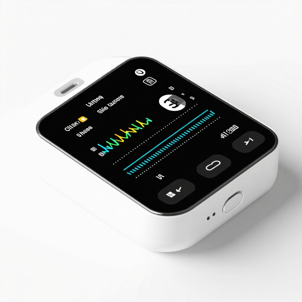 A futuristic digital health device displaying glucose levels and AI analysis for personalized weight management.