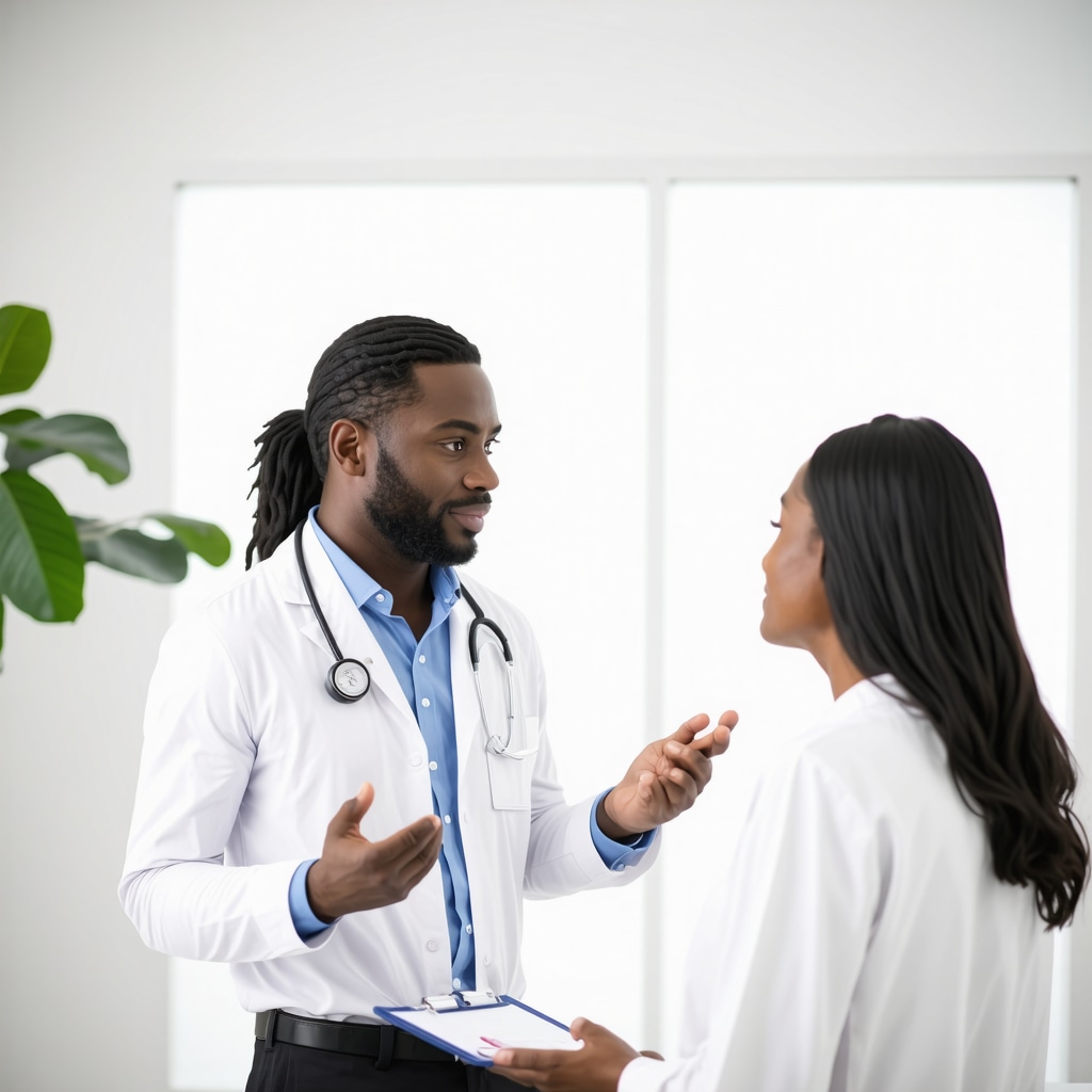 Medical professional discussing weight loss treatment options with a patient.