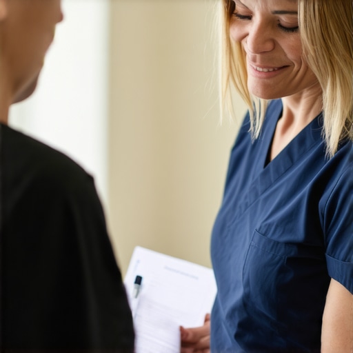 Healthcare provider consulting with a patient about personalized semaglutide dosage in a clinic.