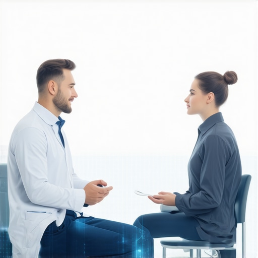 Doctor consulting with patient about personalized Semaglutide and fasting plan, showcasing metabolic profiling and advanced treatment techniques