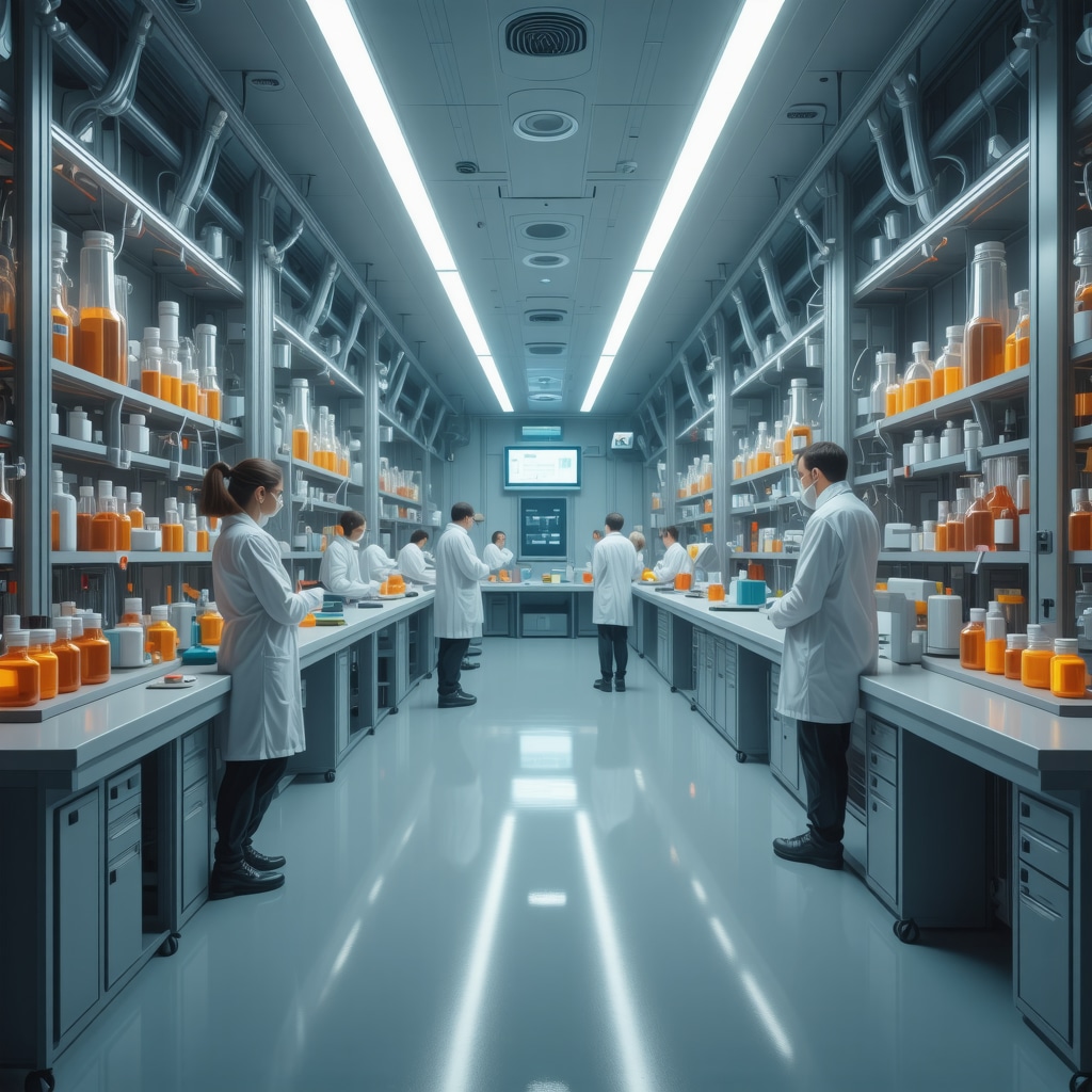 Scientists in a high-tech laboratory researching new obesity medications